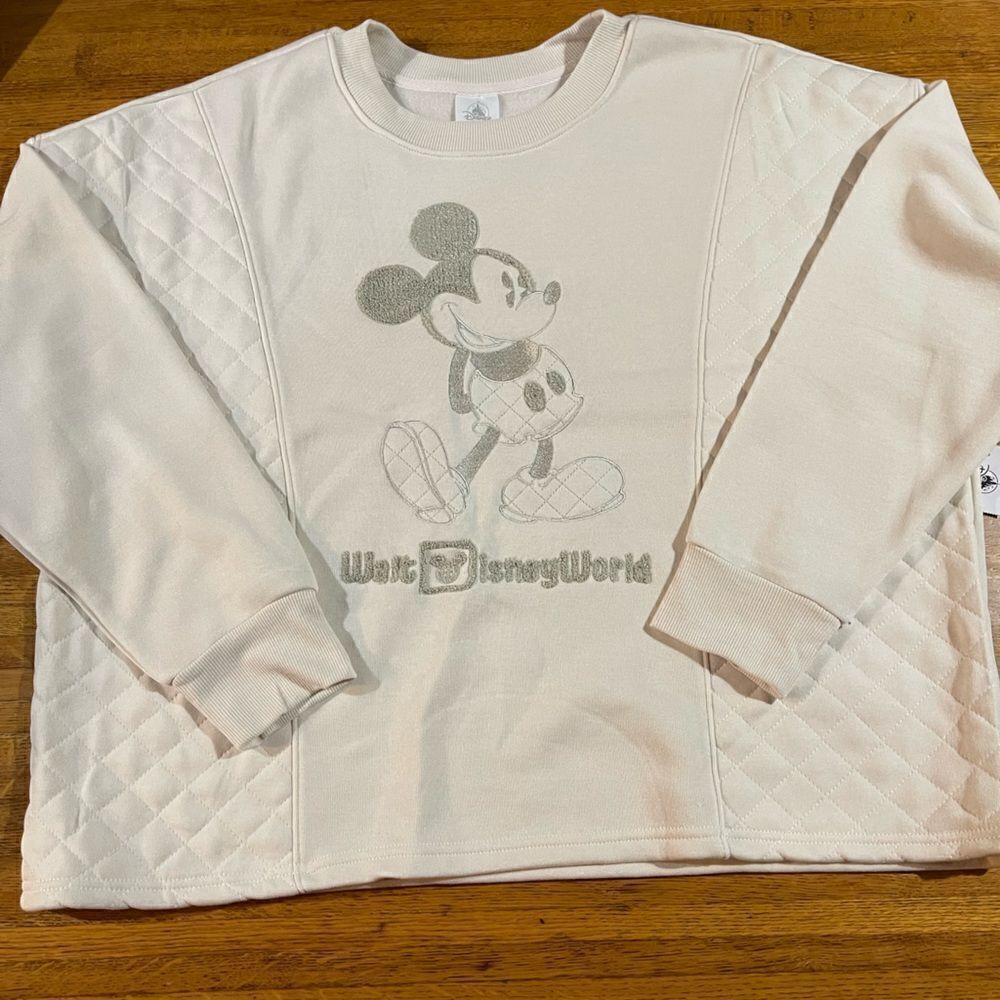 Disney Mickey Mouse Cream Sweatshirt XL NWT